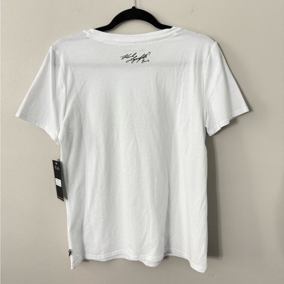 Karl Lagerfeld White T-Shirt with Gold Sequined Logo - Picture 7 of 10